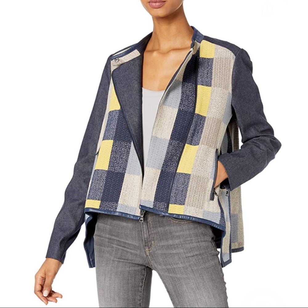 NWOT BCBGMaxAzria Jakob Jacket large blue yellow